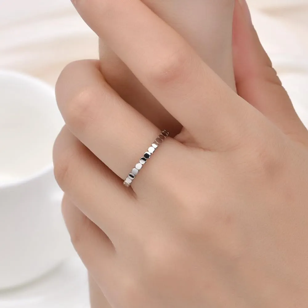 Jude Jewelers 2mm Width Stainless Steel Waved Beaded Stackable Wedding Band Ring