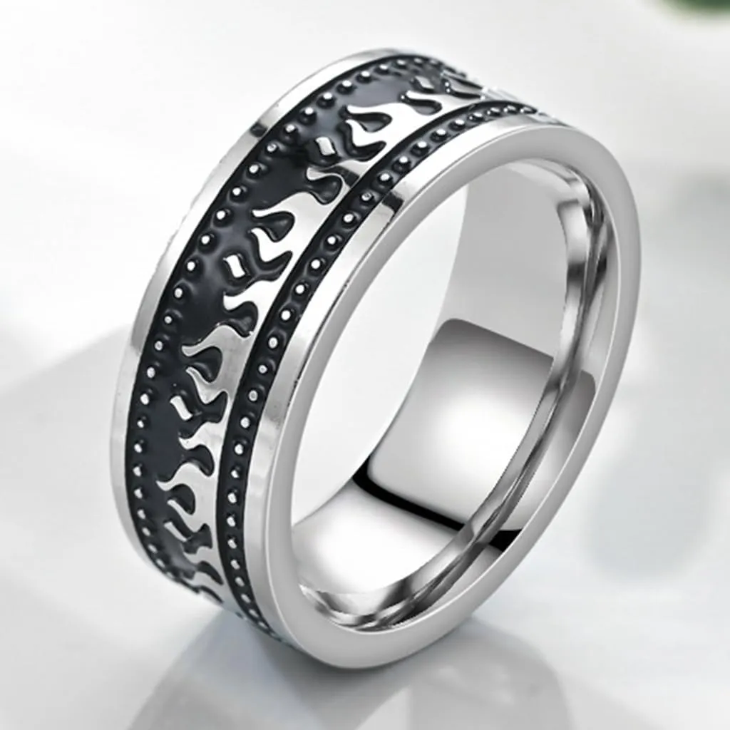 Jude Jewelers Retro Vintage Stainless Steel Fire Flame Band Style Party Biker Ring