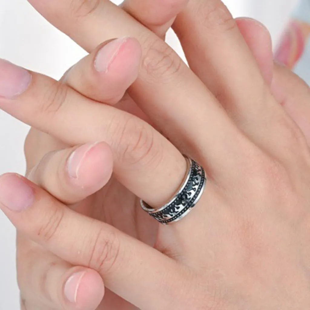 Jude Jewelers Retro Vintage Stainless Steel Fire Flame Band Style Party Biker Ring