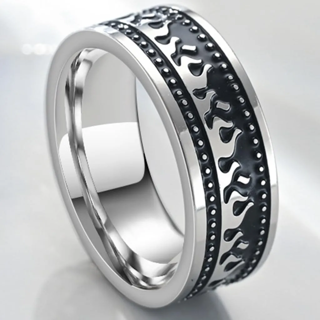 Jude Jewelers Retro Vintage Stainless Steel Fire Flame Band Style Party Biker Ring
