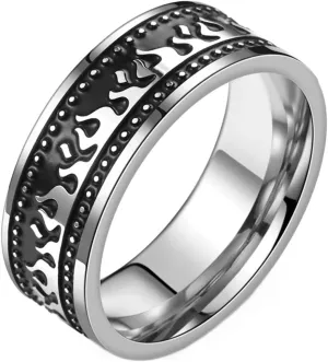 Jude Jewelers Retro Vintage Stainless Steel Fire Flame Band Style Party Biker Ring