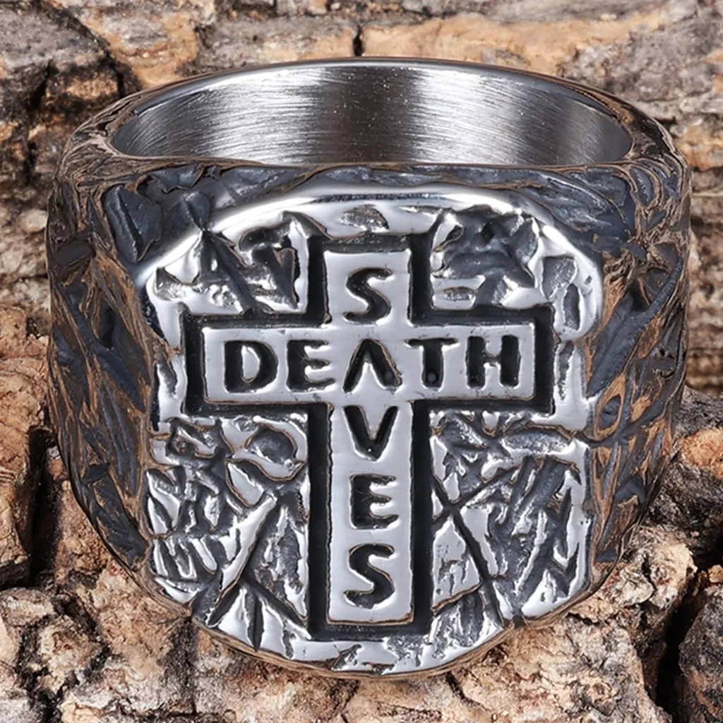 Jude Jewelers Retro Vintage Stainless Steel Saves Death Christian Cross Signet Style Biker Party Ring