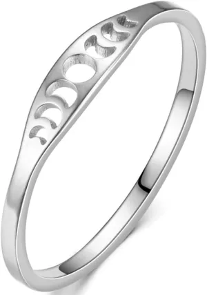 Jude Jewelers Stainless Steel Moon Phase Crescent Weddng Statement Promise Anniversary Band Ring