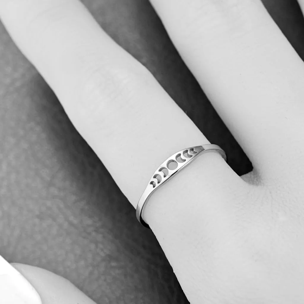 Jude Jewelers Stainless Steel Moon Phase Crescent Weddng Statement Promise Anniversary Band Ring