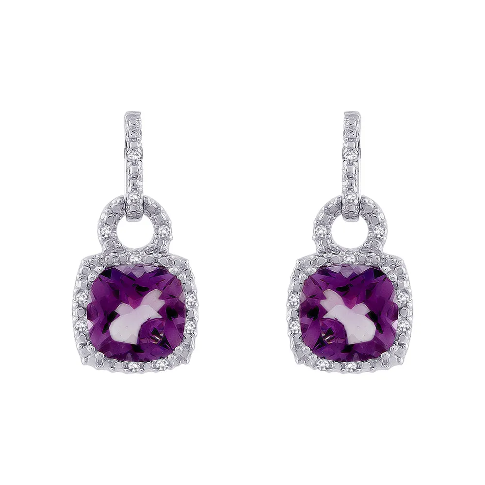 KATARINA Diamond and Amethyst Earrings (1/10 cttw)