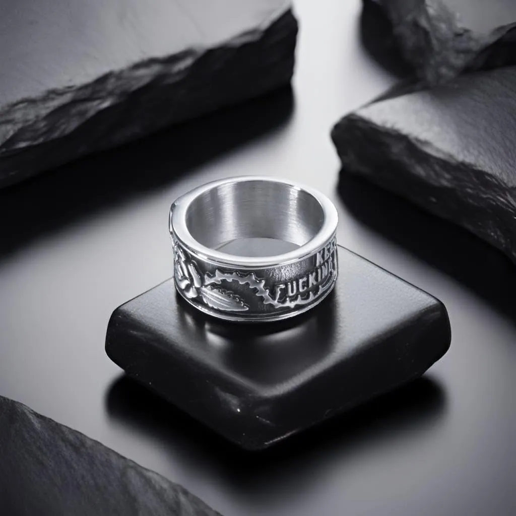 Keep Going Ring Stainless Steel Gothic Rose Skull Rings for Men Women Band Silver Skeleton Cocktail Party Ring Size 8-13