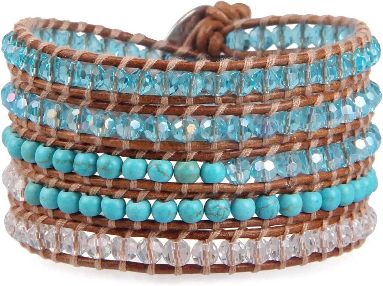 KELITCH Women Lavender Crystal Beads 5 Wrap Bracelet Handmade Exclusive Women Gifts