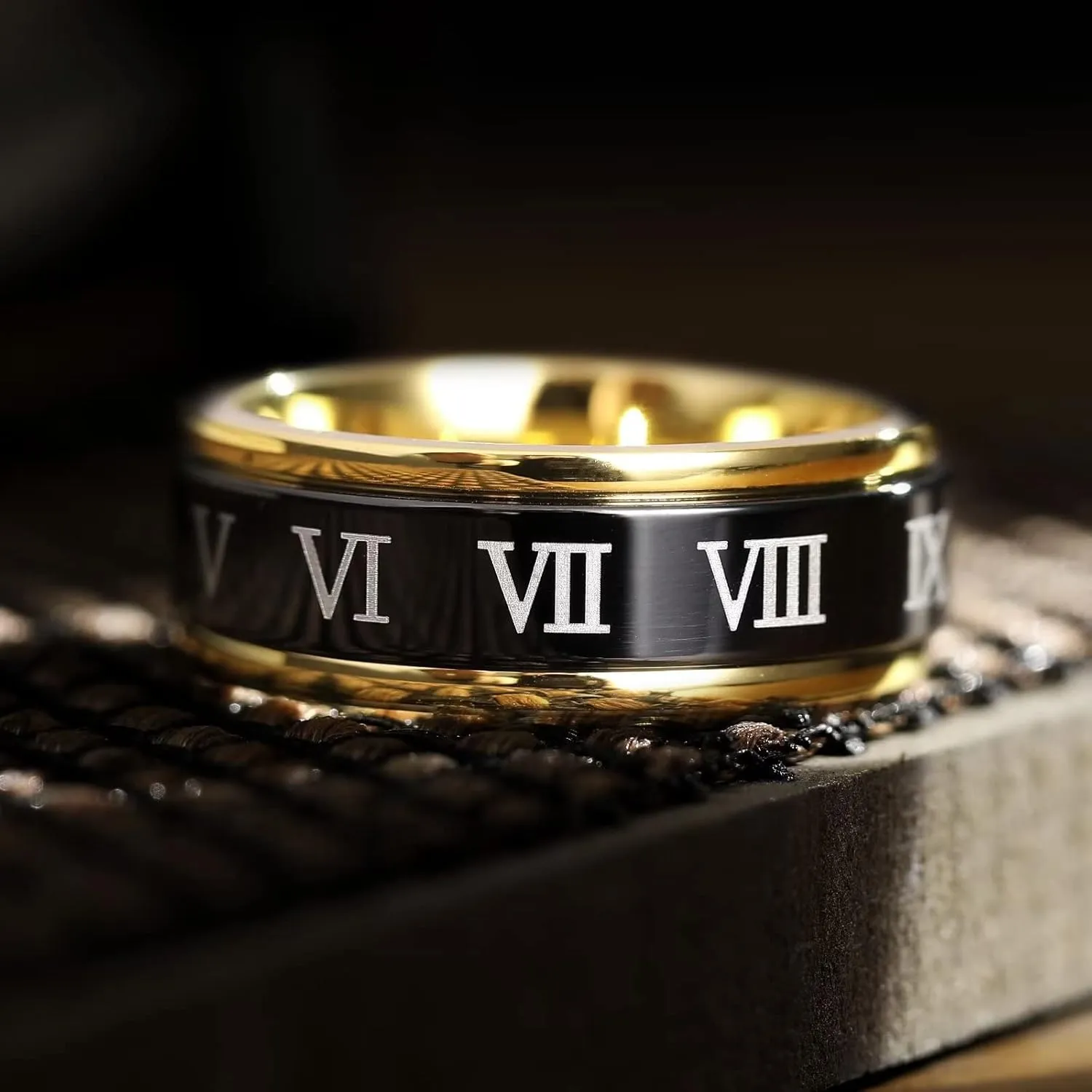 King Will 6mm 7mm 8mm Silver Black Stainless Steel Ring Spinner Ring Anxiety Relief Wedding Ring For Men Women Forest Elk Deer Family/Moon Star/Skull Head/Evil Eye/Poker Pattern Size 7-14