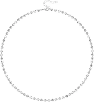 KissYan Gold Beaded Necklace for Women, 14K Gold Plated Adjustable High-Polished Basic Metal Ball Bead Chain Choker Necklace Minimalist Fashion Jewelry Gifts