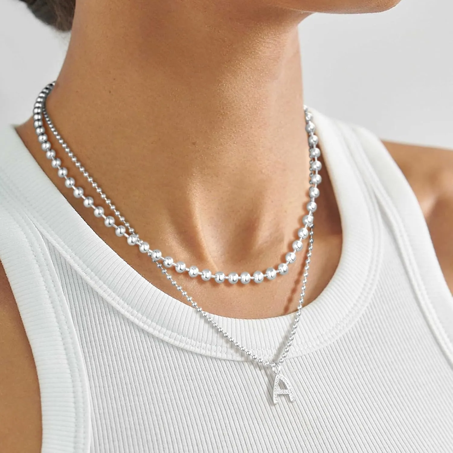 KissYan Gold Beaded Necklace for Women, 14K Gold Plated Adjustable High-Polished Basic Metal Ball Bead Chain Choker Necklace Minimalist Fashion Jewelry Gifts