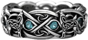 Koguxuix Fashion Jewelry Vintage Silver Celtic Wolf Topaz Stone Ring Euramerican Wolf Totem Ring for Women Men (11)