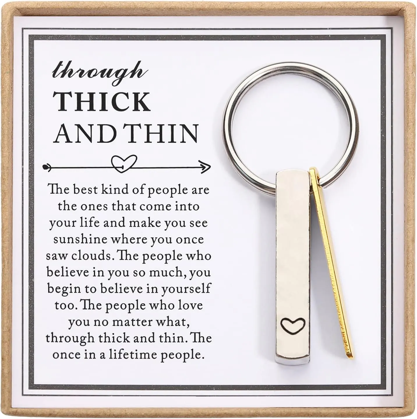 Korotho Christmas Gifts for Best Friend Husband Boyfriend Girlfriend, Thick And Thin Keychain Bff Jewelry Friendship Gifts