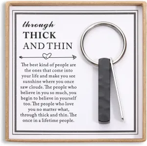 Korotho Christmas Gifts for Best Friend Husband Boyfriend Girlfriend, Thick And Thin Keychain Bff Jewelry Friendship Gifts
