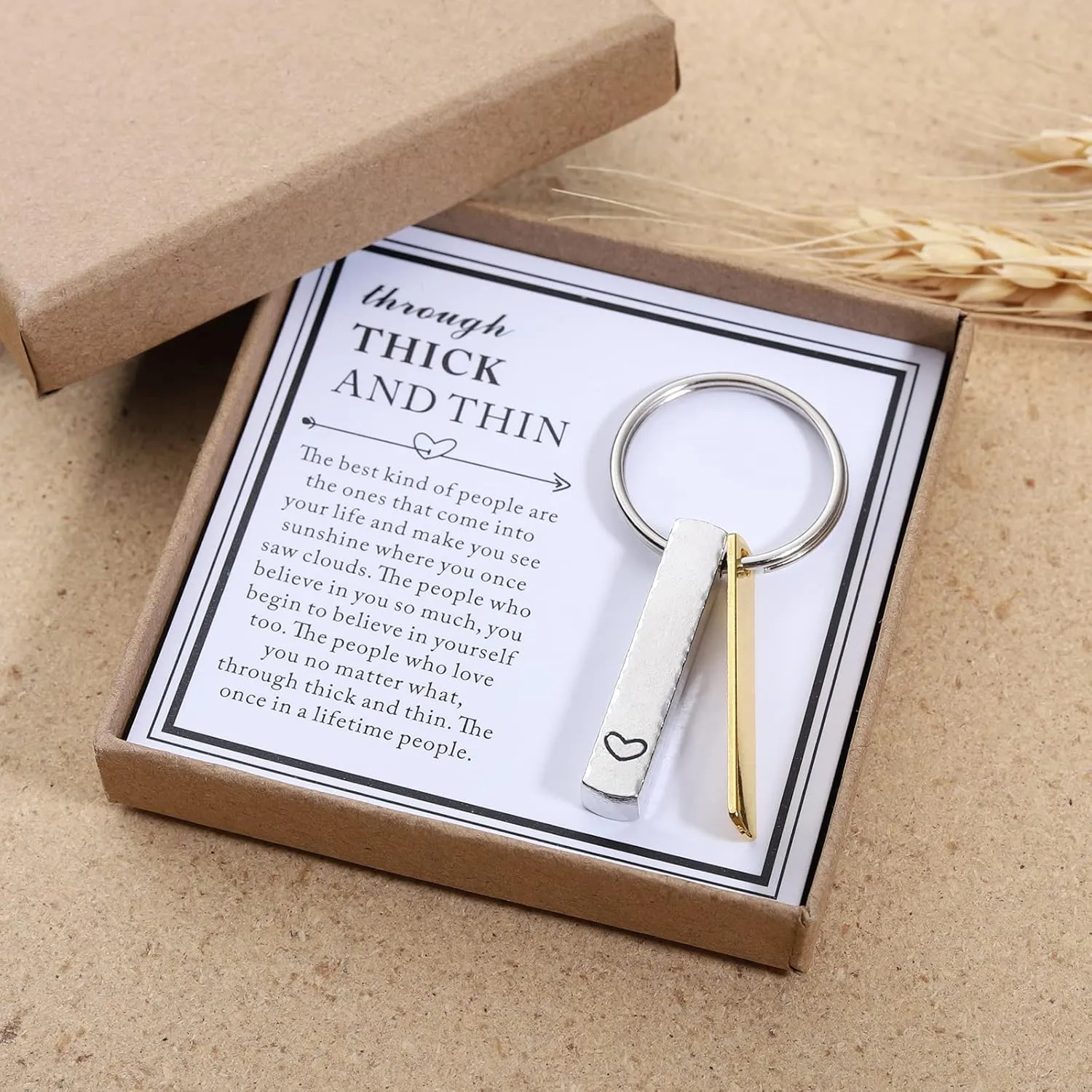 Korotho Christmas Gifts for Best Friend Husband Boyfriend Girlfriend, Thick And Thin Keychain Bff Jewelry Friendship Gifts
