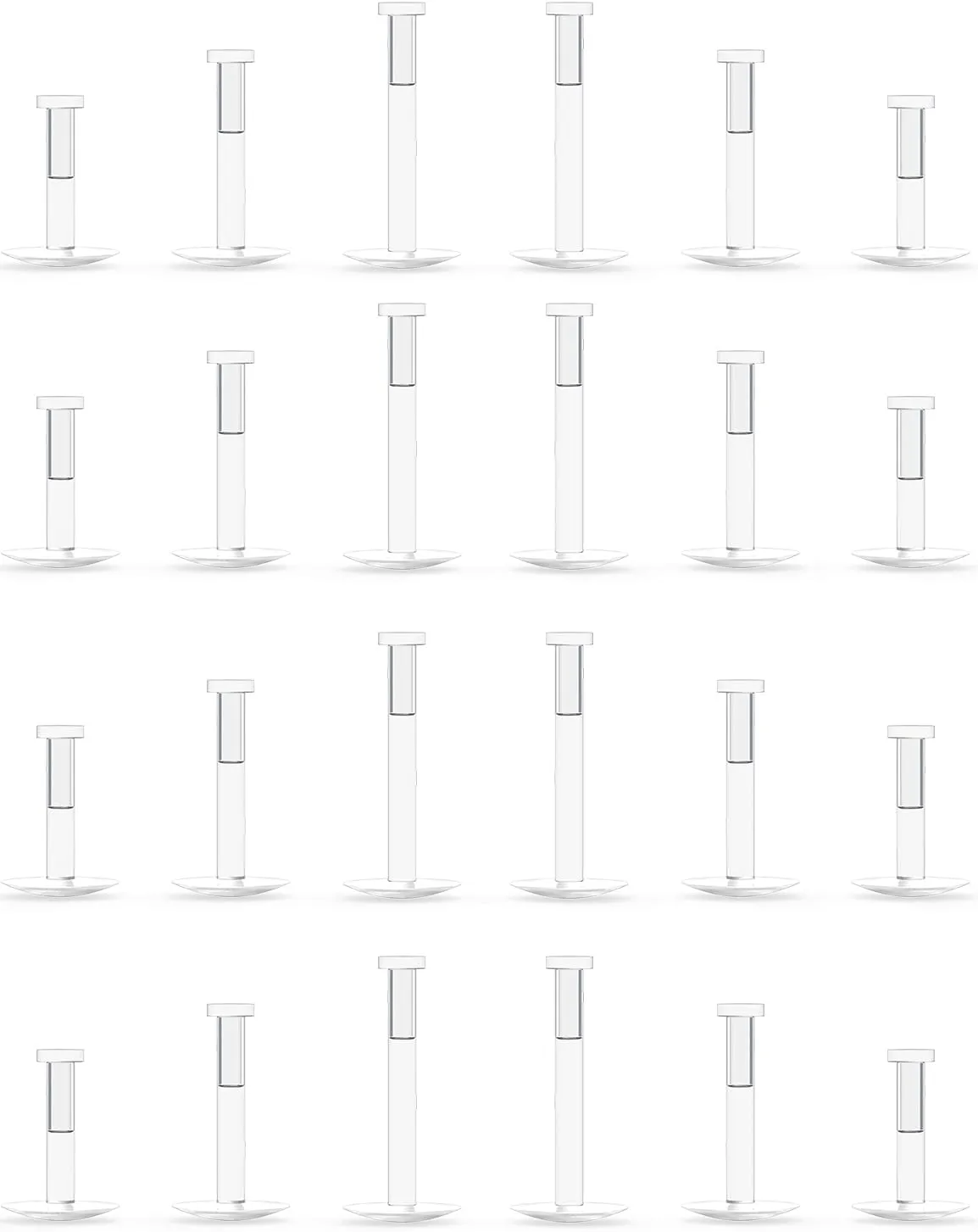 Kridzisw 16G 18G Clear Plastic Push in Lip Labret Medusa Monroe Nose Piercing Retainers for Surgery Sport Work Bioflex Flat Back Tragus Helix Catilage Conch Earrings for Women Men 6mm 8mm 10mm 12mm