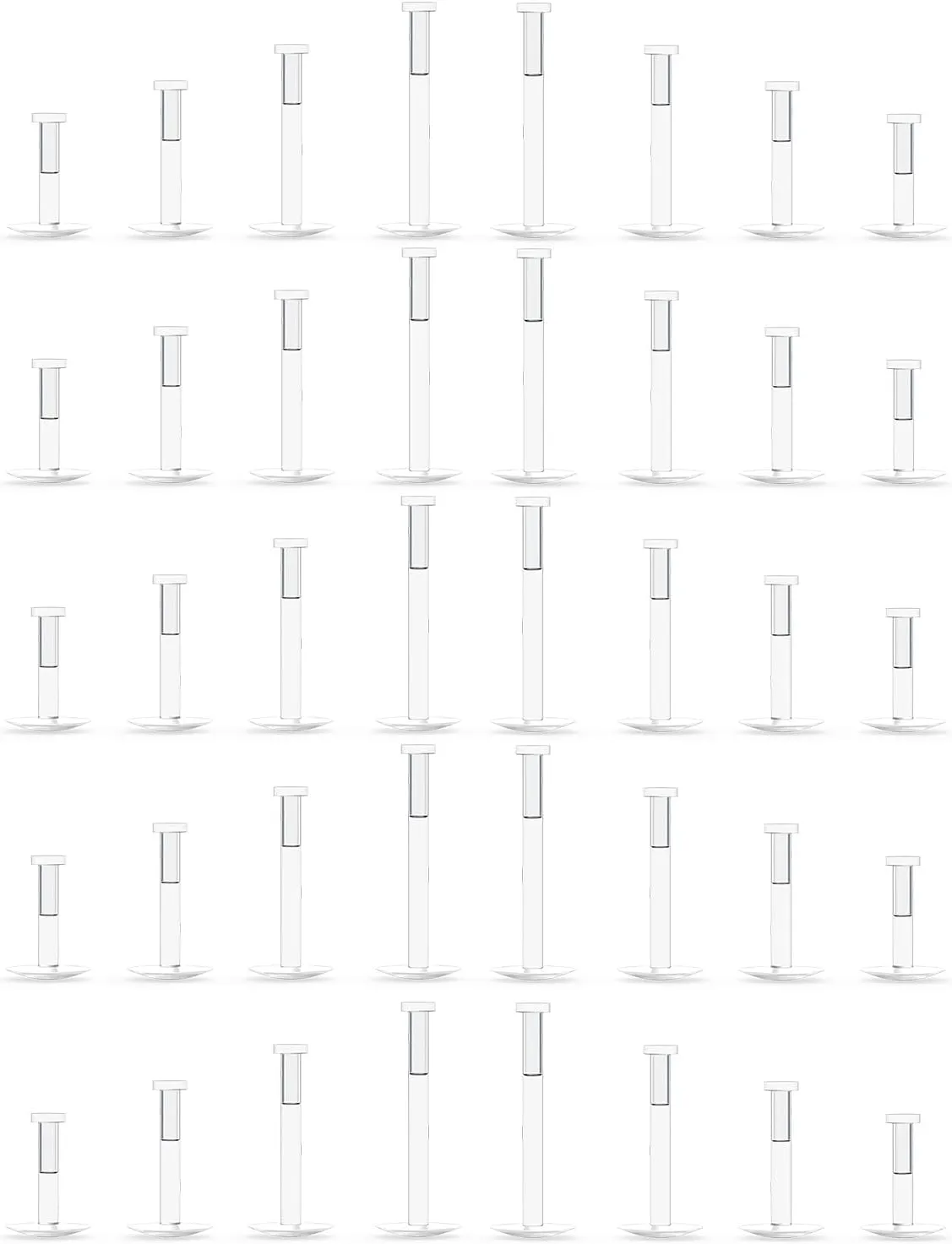 Kridzisw 16G Clear Earrings for Sports Clear Nose Studs Piercing Retainers Flat Push Top 2mm Bioflex Lip Rings Labret Retainer for Women Men 6mm 8mm 10mm 12mm Bar Length