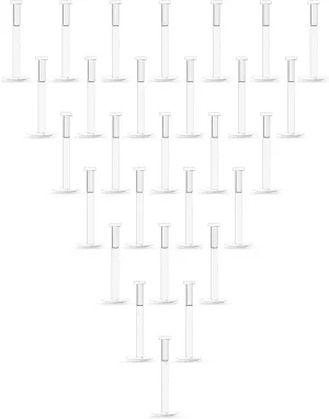 Kridzisw 16G Clear Earrings for Sports Clear Nose Studs Piercing Retainers Flat Push Top 2mm Bioflex Lip Rings Labret Retainer for Women Men 6mm 8mm 10mm 12mm Bar Length