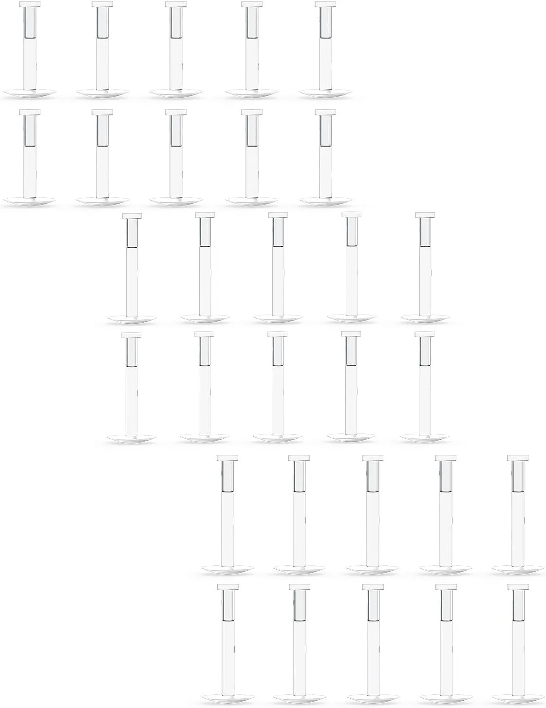 Kridzisw 16G Clear Plastic Push in Lip Labret Medusa Monroe Nose Piercing Retainers for Surgery Sport Work Bioflex Flat Back Tragus Helix Catilage Conch Earrings for Women Men 6mm 8mm 10mm 12mm Bars