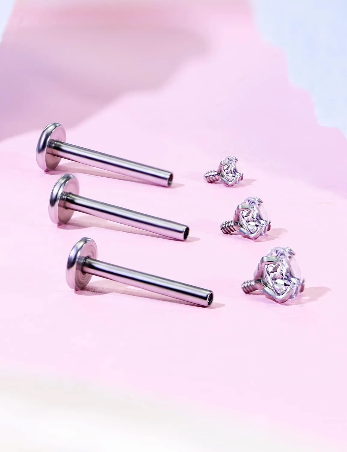 Kridzisw 16G Lip Labret Monroe Medusa Rings Studs Internally Threaded 316L Surgical Steel Flat Back Nose Studs Cartilage Tragus Helix Earring Piercing 6mm 8mm 10mm Bar 2mm 3mm 4mm CZ 3pairs