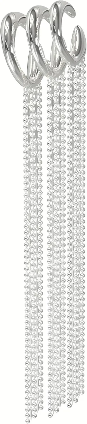KVK Drop Dangle Earrings for Women Tassel Earring Non Piercing Clip on Platinum Plated Copper Spider Web Fringe Design Trendy & Hypoallergenic Jewelry for Men