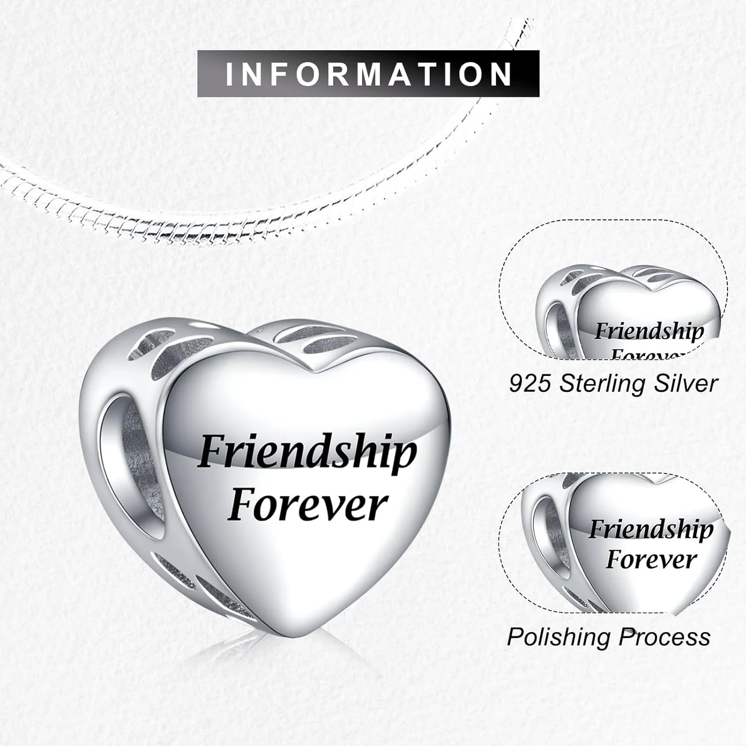 La Menars Personalized Photo Charms For Bracelets/Necklace 925 Sterling Silver Love Heart Shaped Engraved Customize Picture Gift for Birthday Mother's Day,Bead Charms Jewelry for Women