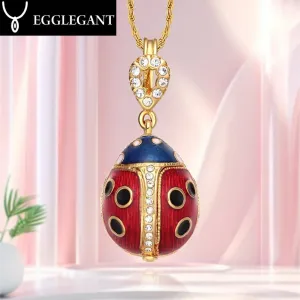 Ladybug Locket Necklace, Embossed Flower Charm Design Easter/Christmas Gift