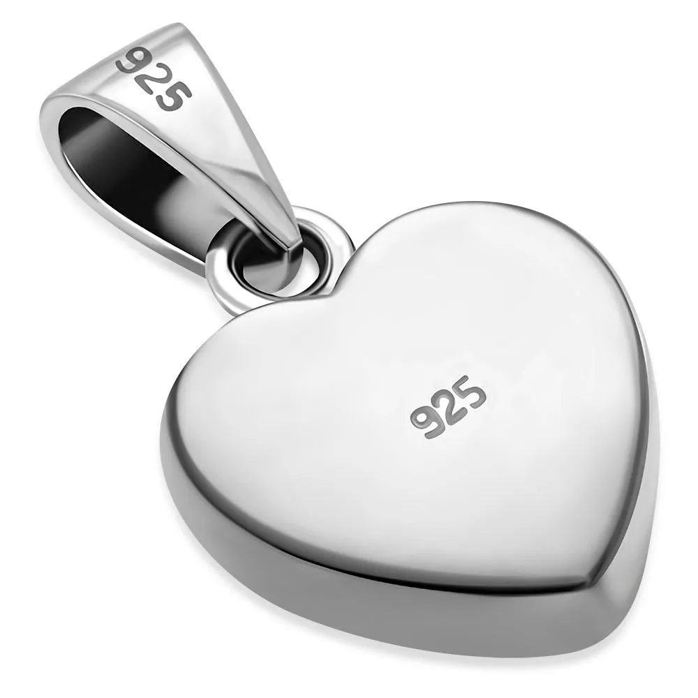Lapiz Lazuli Blue Stone Heart Sterling Silver Pendant