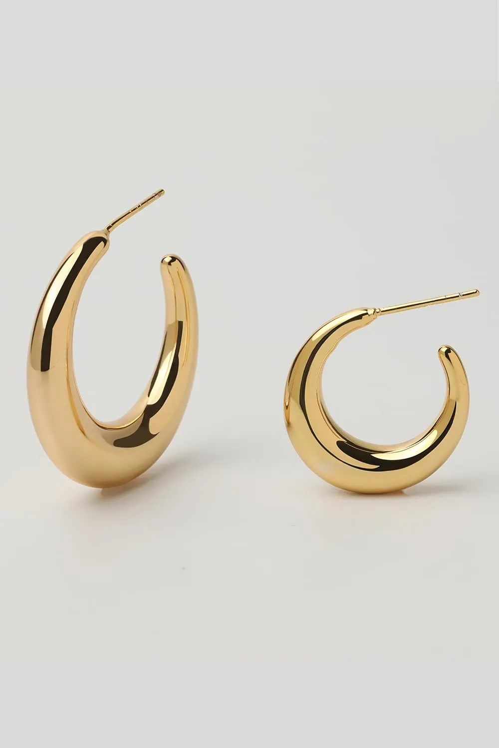 LecAit 18k Gold Hoop Earrings For Women 20-40mm | Thick Infinity Gold Hoops Women Earrings | 925 Sterling Silver Post Earrings For Women