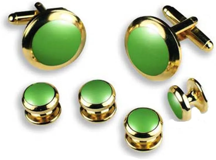 Lime Green Tuxedo Cufflinks and Studs