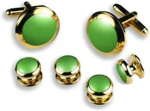 Lime Green Tuxedo Cufflinks and Studs