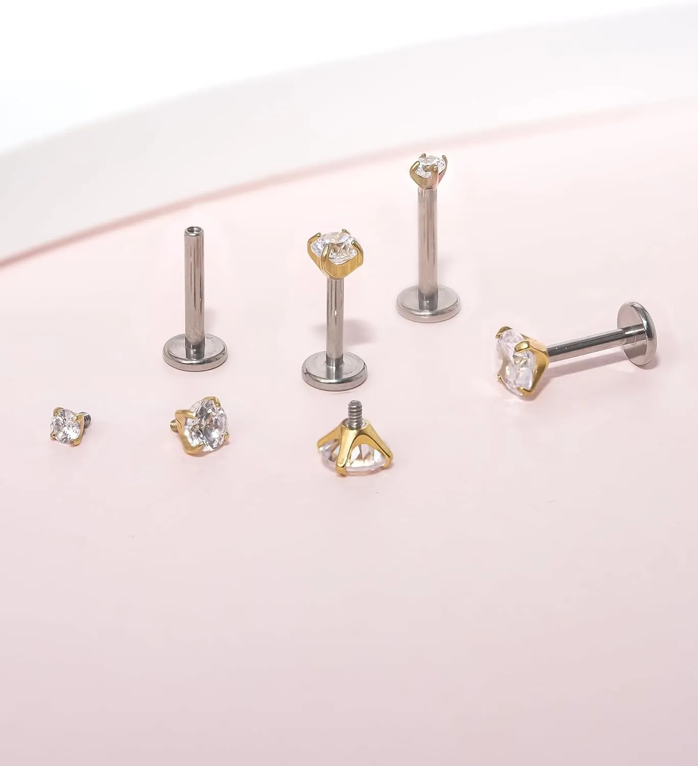 limerencia 18g Titanium Internally Threaded Piercing Jewelry 2PCS Nose Studs Flat Back Earrings Tragus, Helix, Cartilage, Conch, Labret Piercing for Women Men Sensitive Ears