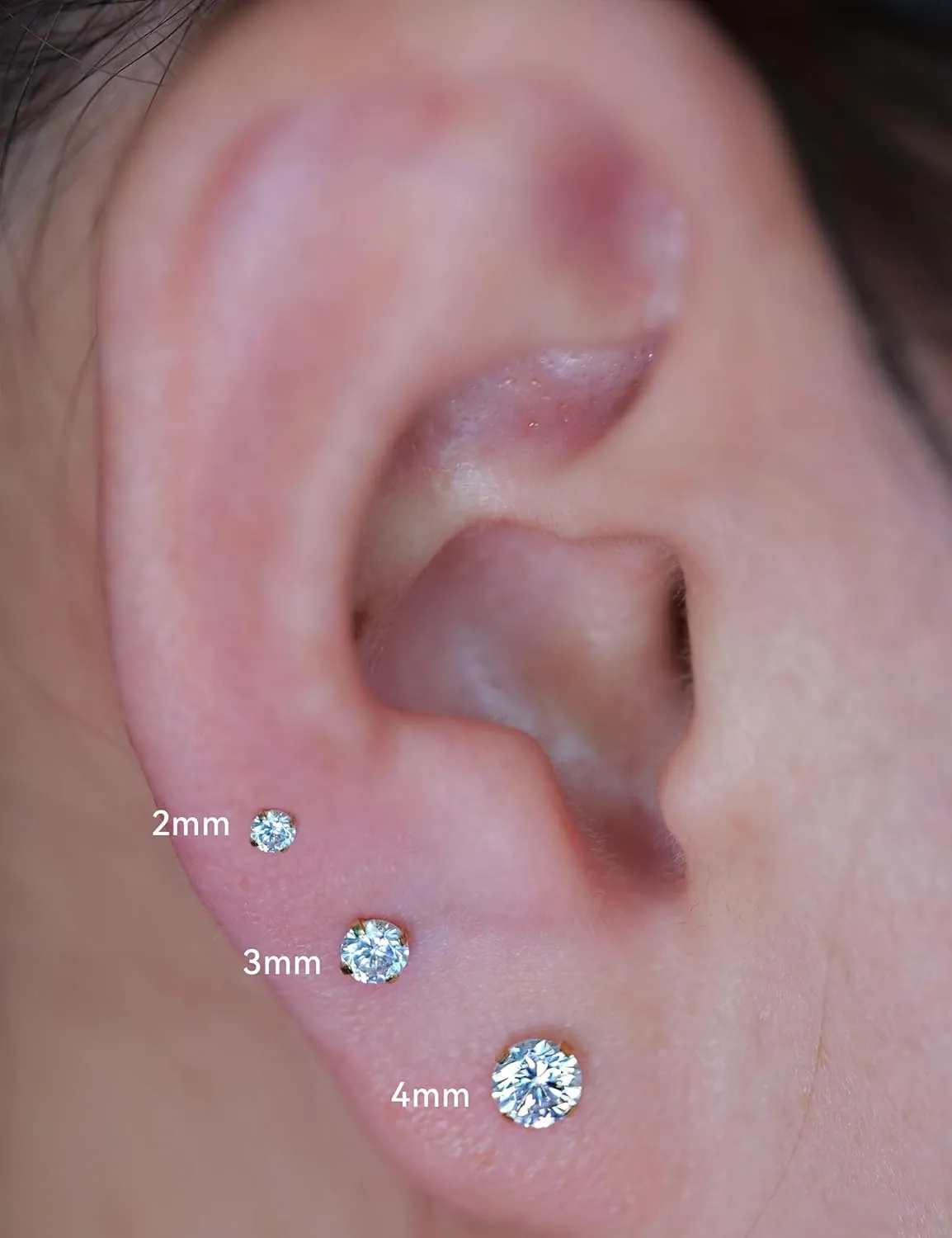 limerencia 18g Titanium Internally Threaded Piercing Jewelry 2PCS Nose Studs Flat Back Earrings Tragus, Helix, Cartilage, Conch, Labret Piercing for Women Men Sensitive Ears