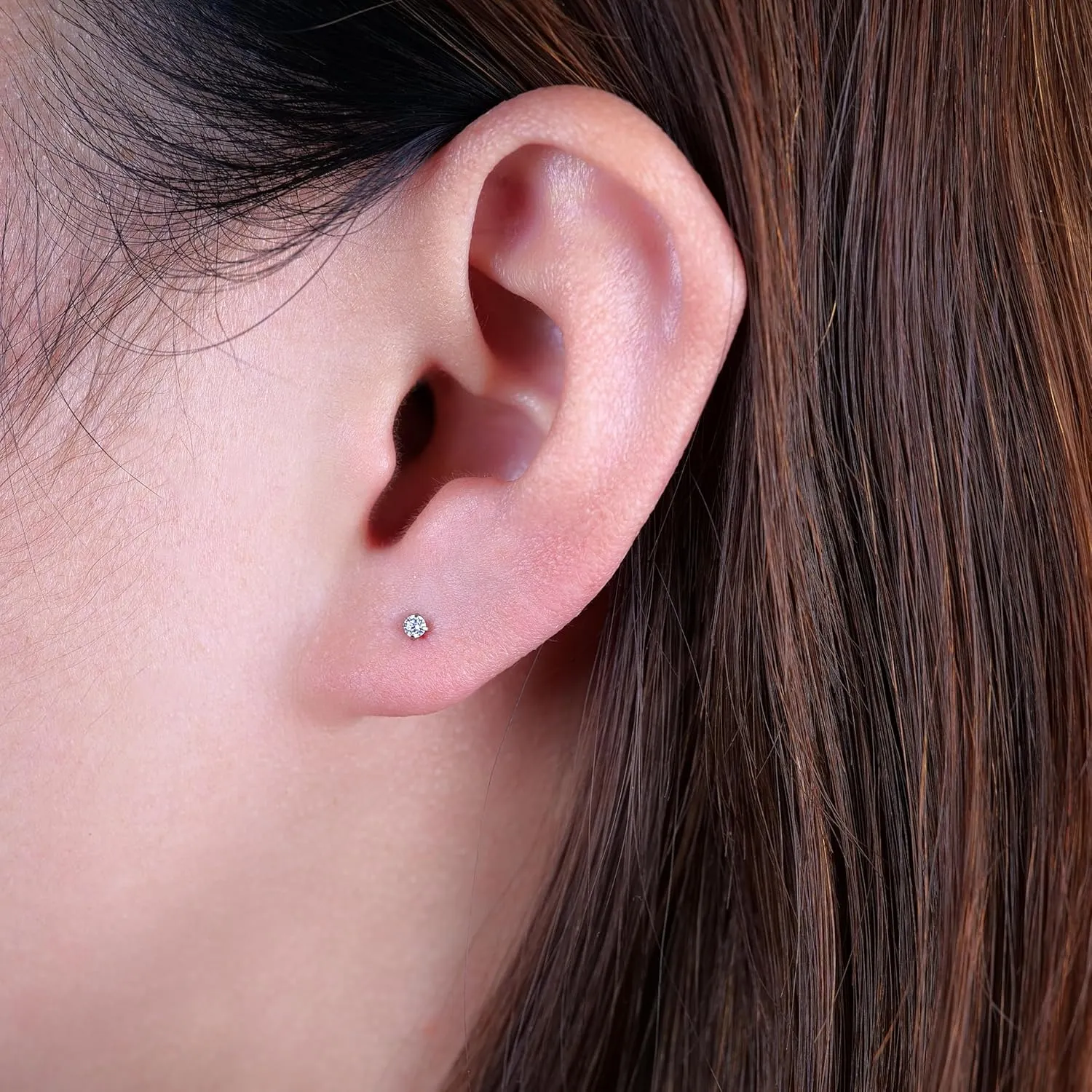 limerencia 18g Titanium Internally Threaded Piercing Jewelry 2PCS Nose Studs Flat Back Earrings Tragus, Helix, Cartilage, Conch, Labret Piercing for Women Men Sensitive Ears