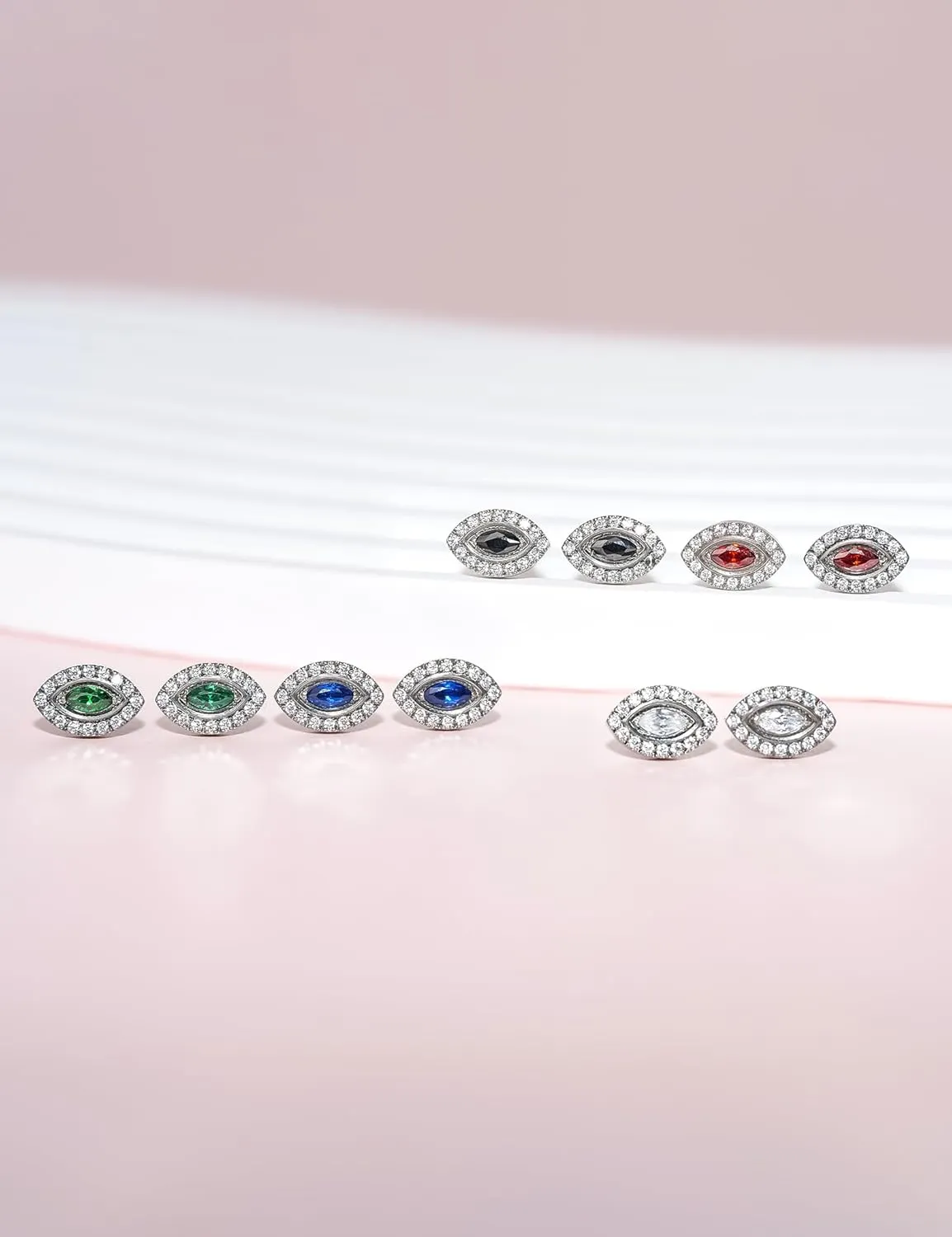 Limerencia Hypoallergenic F136 Pure Titanium Earrings, G23 Implant Grade Titanium Studs, Evil Eye Helix Studs with CZ Cluster, Minimalist Style for Women Sensitive Ears