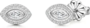 Limerencia Hypoallergenic F136 Pure Titanium Earrings, G23 Implant Grade Titanium Studs, Evil Eye Helix Studs with CZ Cluster, Minimalist Style for Women Sensitive Ears