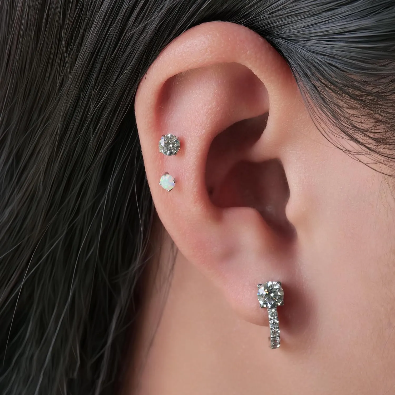 Limerencia Hypoallergenic F136 Pure Titanium Post Cubic Zirconia Huggie Earrings | Small Hoop Earrings for Women Men | Lightweight Fashion Stud Earring for Sensitive Ears