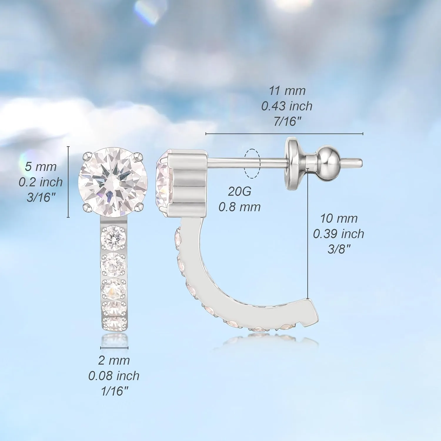 Limerencia Hypoallergenic F136 Pure Titanium Post Cubic Zirconia Huggie Earrings | Small Hoop Earrings for Women Men | Lightweight Fashion Stud Earring for Sensitive Ears