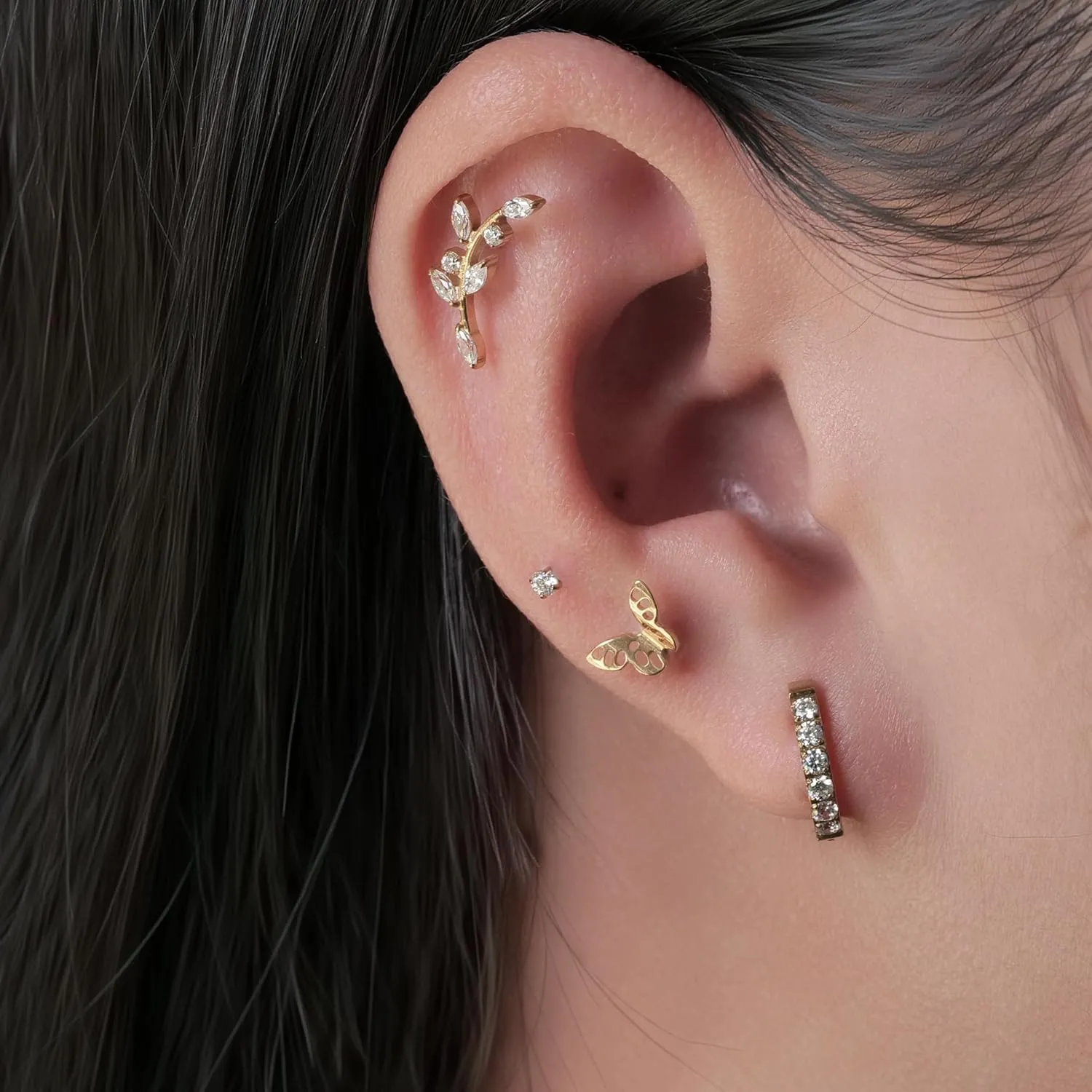 Limerencia Hypoallergenic Pure Titanium Huggie Hoop Earrings, F136 Implant Grade Titanium Small U-Shaped Cuff Earrings Lightweight for Women Sensitive Ears