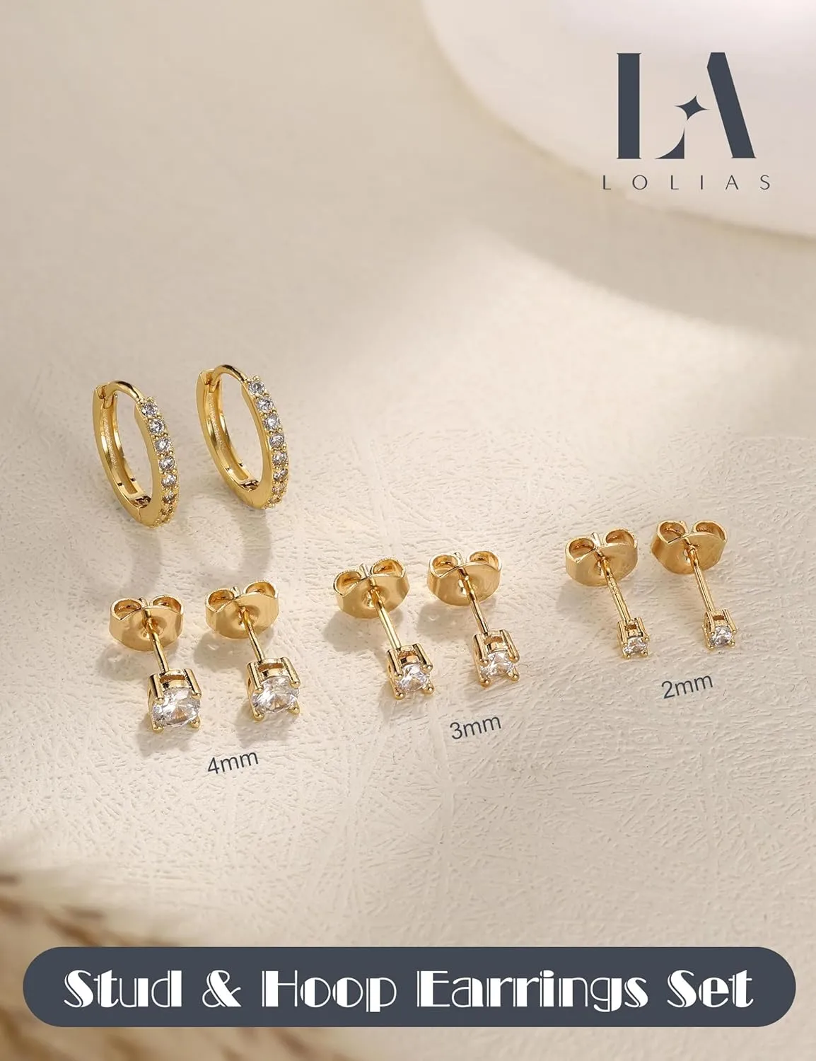 LOLIAS Stud Earrings for Women Hypoallergenic 925 Sterling Silver Earrings Studs Hoops Set Dainty Small Cartilage Earring Stacks