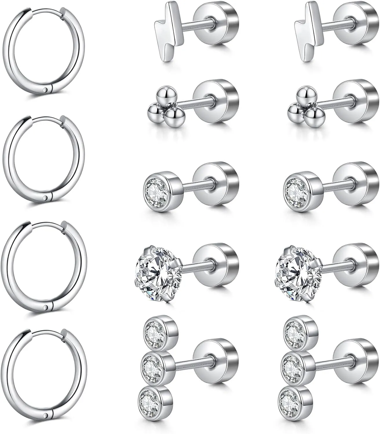 Longita Cartilage Earring Flat Back Cartilage Earrings for Women Silver Gold Helix Piercing Jewelry Tragus Earrings Threadless Flatback Screw Back Earrings 16g 20g Cartilage Hoop Earring