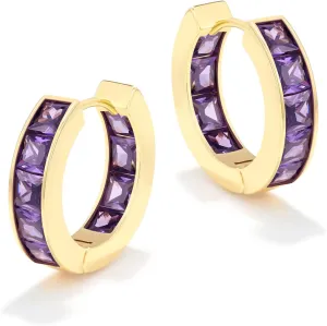 Lourny Small Hoop Crystal Earrings for Women Trendy, 18K Gold Plated Huggie Cubic Zirconia Earrings for Women Gifts