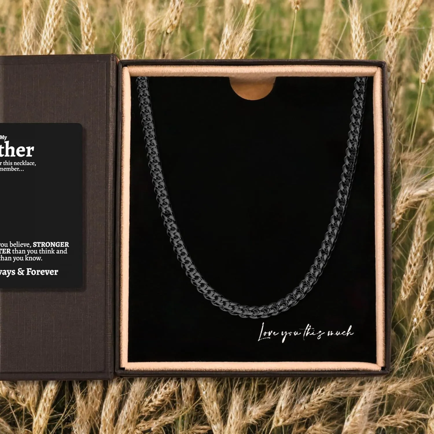 Love You This Much To My Brother - 316L Surgical Steel 7mm Cuban Necklace | Big Brother & Birthday Gift
