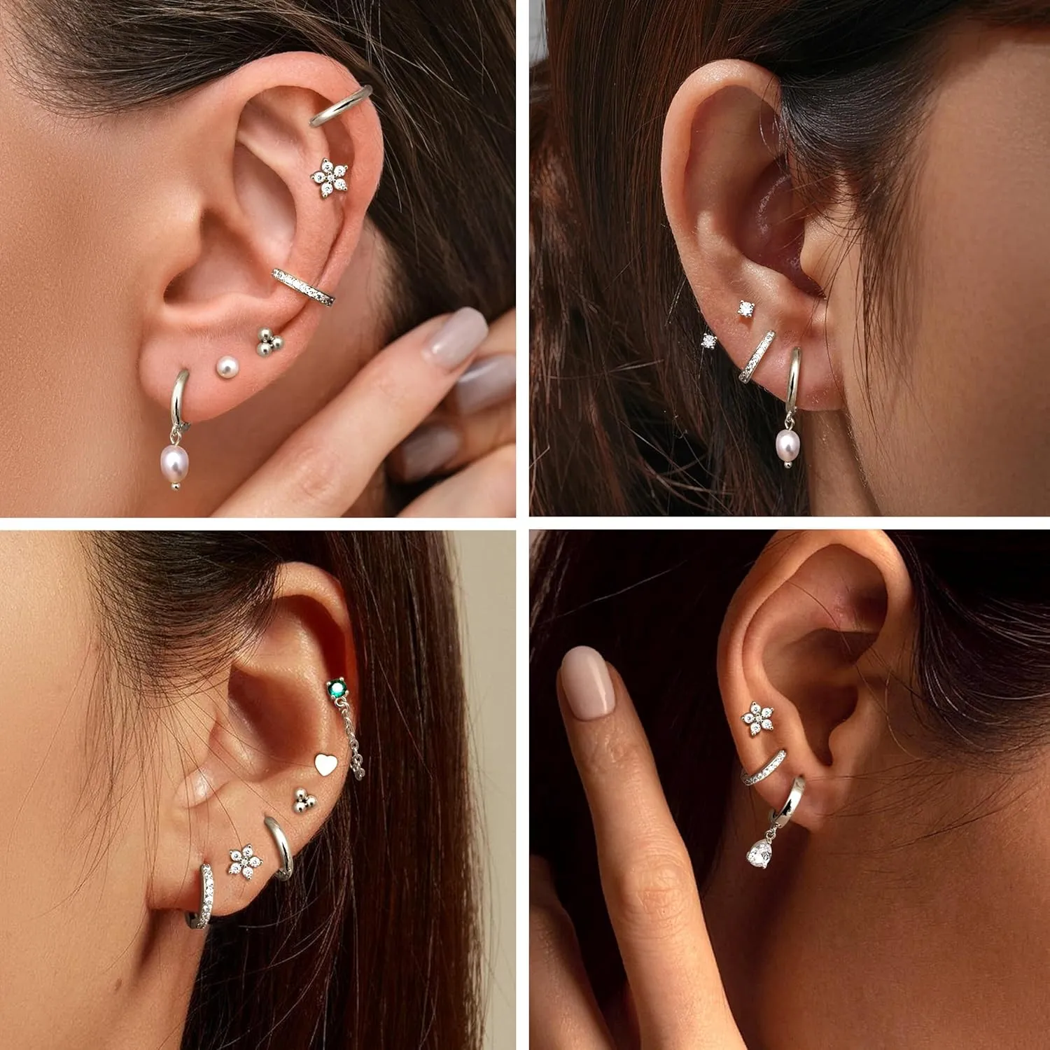 LOYALLOOK 10Pairs Hypoallergenic Flat Back Earrings Cartilage Earring Sets for Multiple Piercing 20G Stainless Steel Earrings Gold Stud Small Hoop Earrings Stacks Flatback Stud Earrings