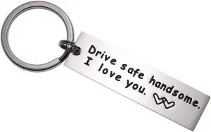 LParkin Drive Safe Keychain Handsome I Love You Trucker Husband Gift for Husband Dad Gift Valentines Day Stocking Stuffer