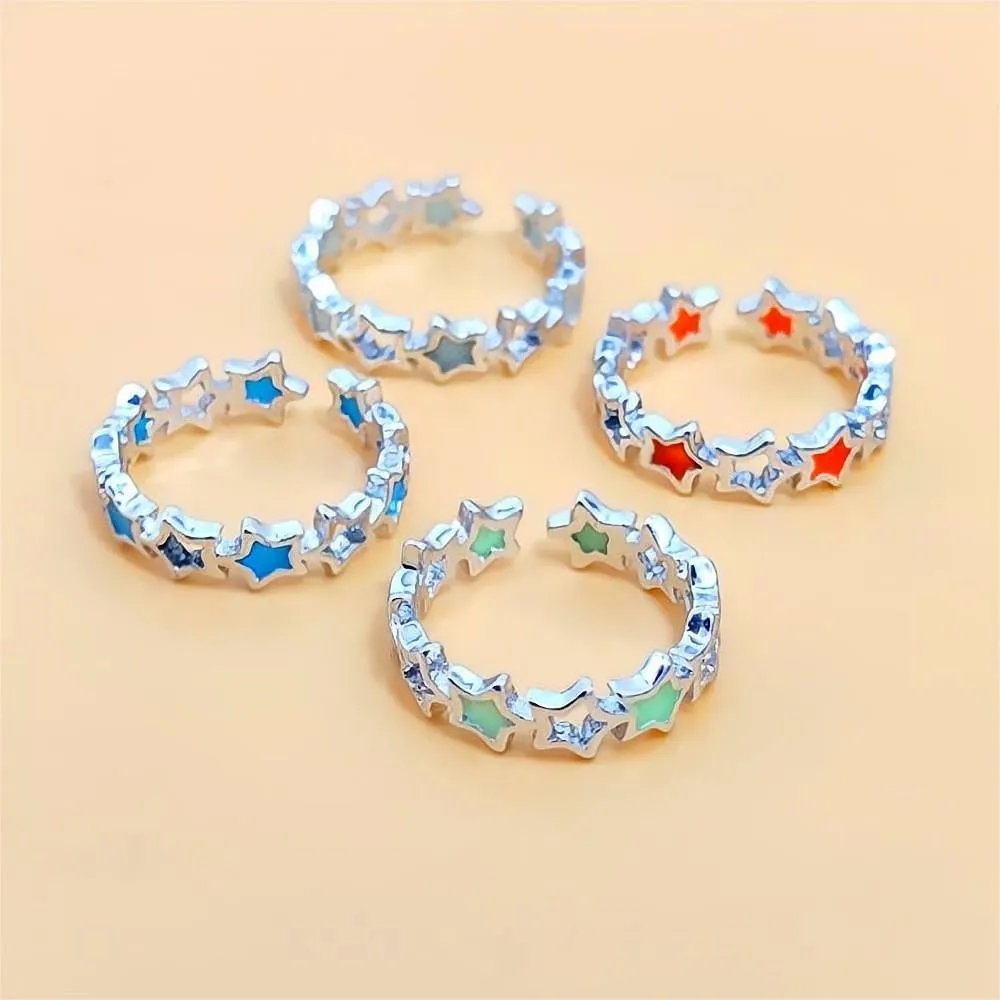 Luminous Star Ring Adjustable Star Open Ring Y2k star rings Halloween Glowing Star Ring Lucky Star Band Ring for Women Men Jewelry Gift
