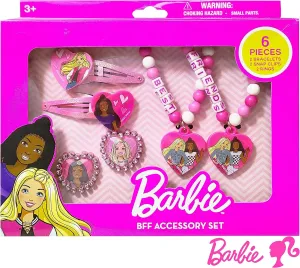 LUV HER Barbie Accessories for Girls 6 Piece Toy Jewelry Box Set with 2 Rings, 2 Bead Bracelets, and Snap Hair Clips Ages 3 
