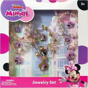 LUV HER Disney Minnie Girls Jewelry Set - Dress up Toy Jewelry Box Sets with Bead Necklace, Bead Bracelet and Ring - Play Accessories - Ages 3 