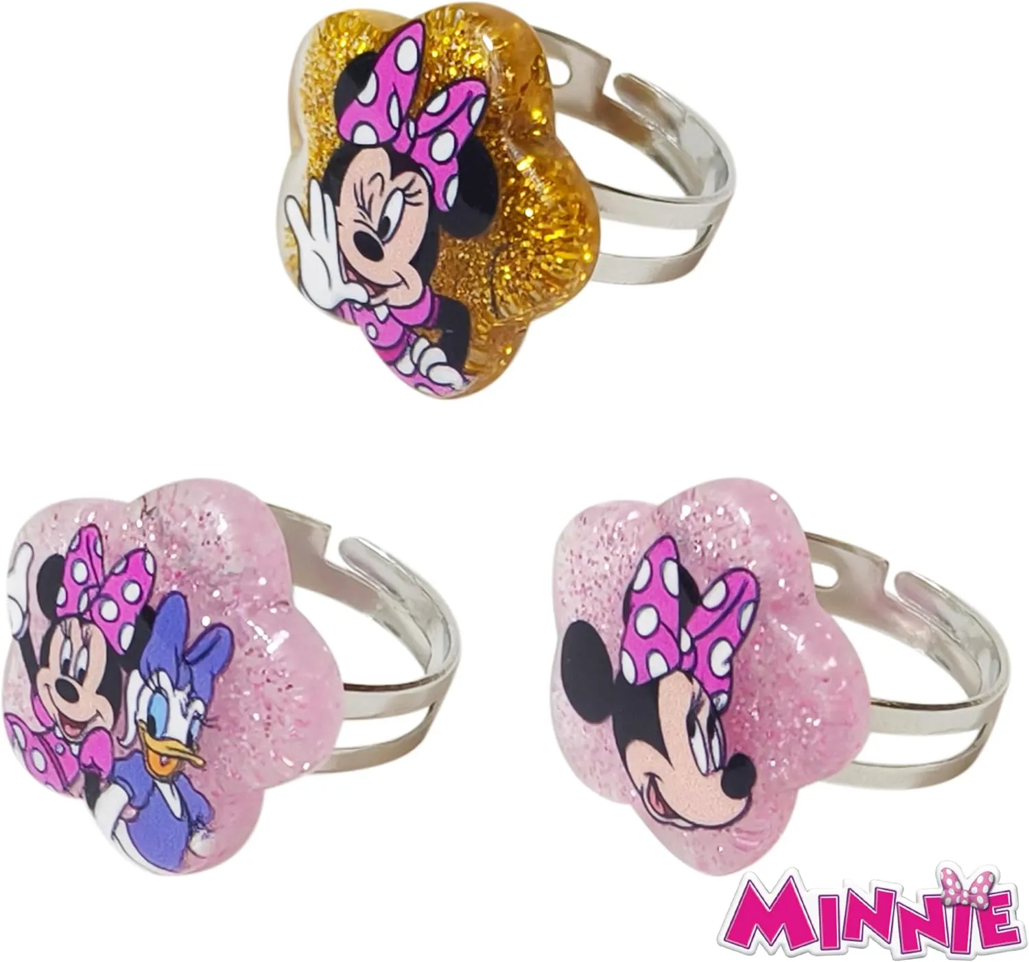 LUV HER Disney Minnie Girls Jewelry Set - Dress up Toy Jewelry Box Sets with Bead Necklace, Bead Bracelet and Ring - Play Accessories - Ages 3 