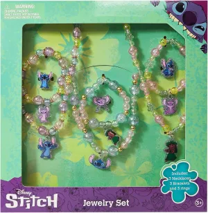 LUV HER Stitch Girls Jewelry Set - Dress up 9 Piece Toy Jewelry Box Set with Bead Necklace, Bracelet and Ring - Play Accessories - Ages 3 