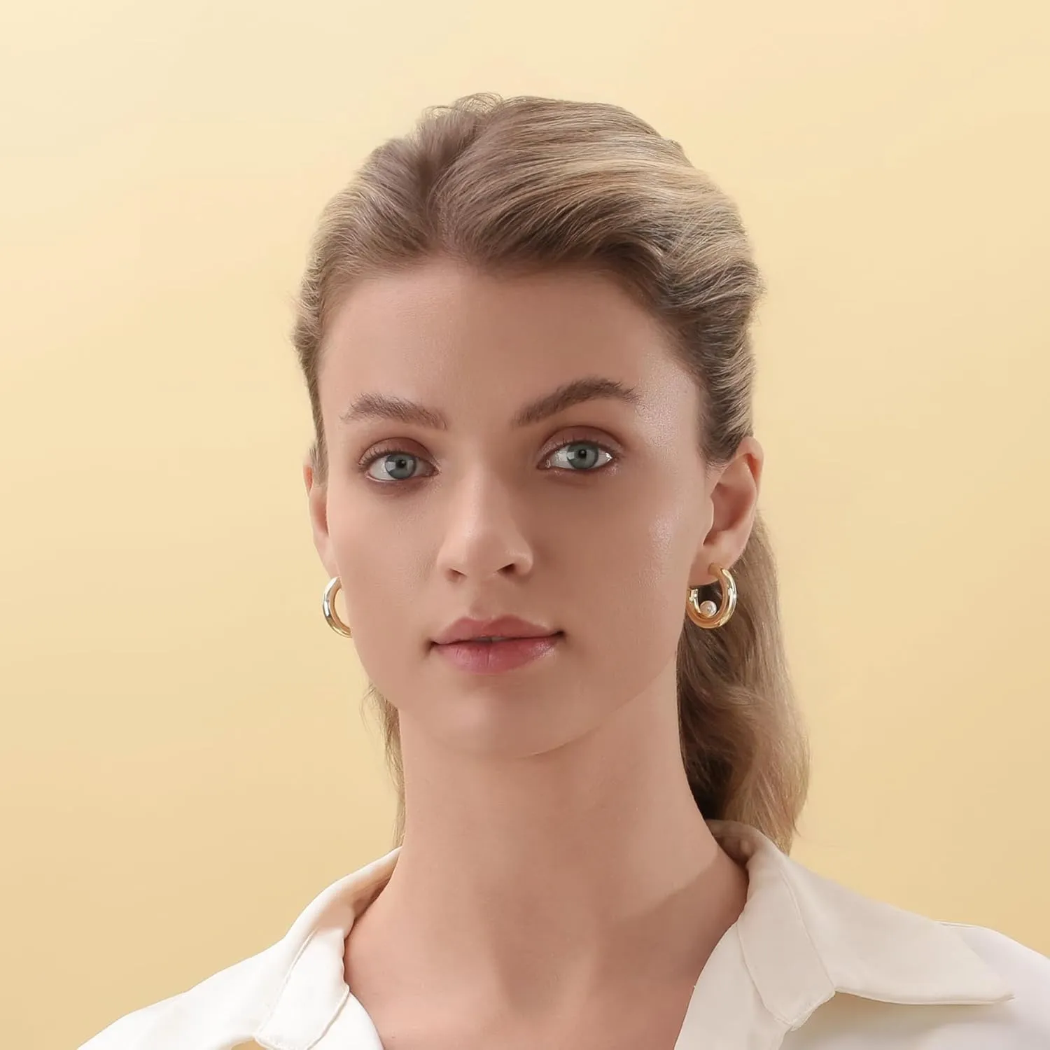 LUXTIK Unique Hoop Earrings for Women with 925 Sterling Silver Post, Gold Plated Chunky Lightweight Cute Small Statement Hypoallergenic Earrings Trendy for Sensitive Ears Fashion Jewelry Accessories
